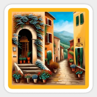 Village Street in Tuscany Sticker